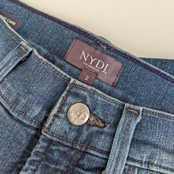 NYDJ Dayla Denim Wide Cuff Capri Jeans, Blue, 2 - Picture 6 of 9